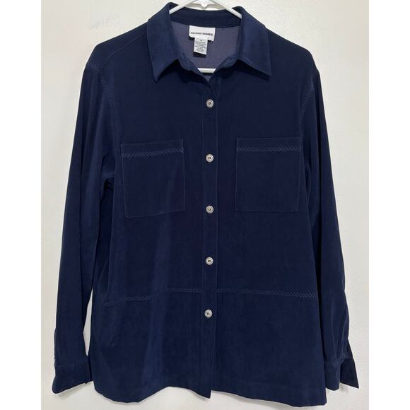 Alfred Dunner Tops - Alfred Dunner Navy Moleskin Button Shirt - Size 10